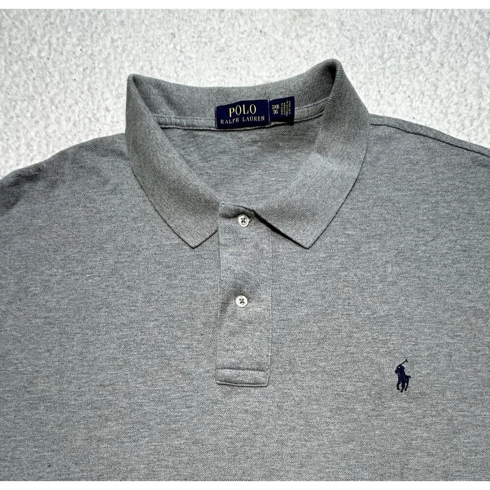Polo Ralph Lauren Men Big & Tall 3XB 3X Big Gray Mesh Polo Shirt Andover Heather